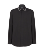 Poplin shirt with embroidered collar