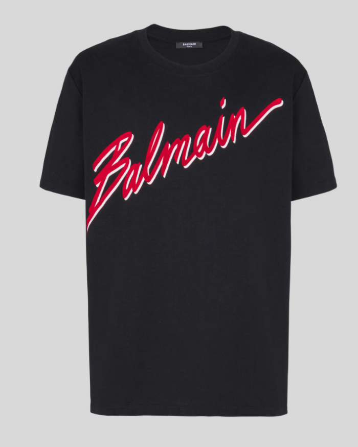 T-shirt with flocked Balmain Letter logo