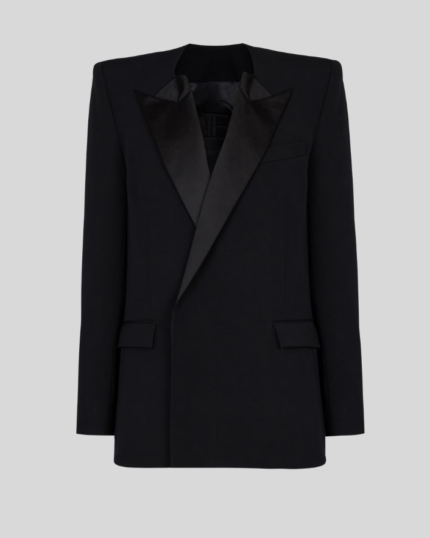 Grain de poudre jacket with satin lapels