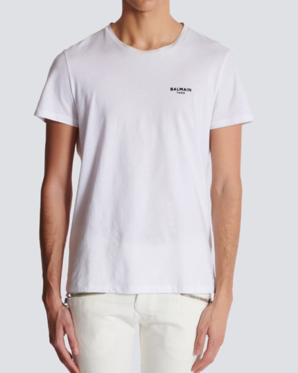 Balmain Paris flocked short-sleeved T-shirt