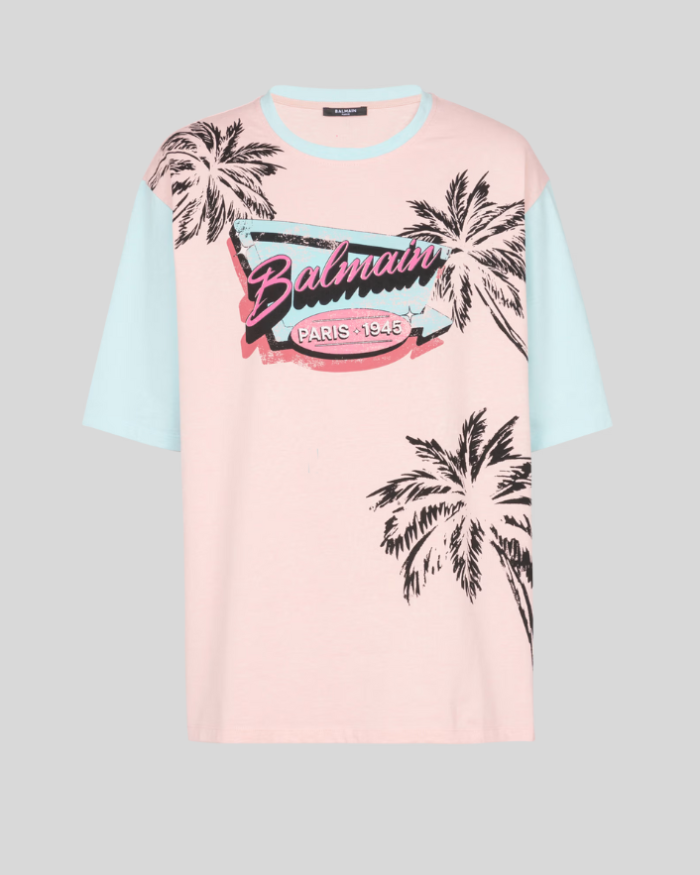 Loose Balmain Miami printed T-shirt