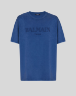 Navy Loose T-shirt with vintage Balmain embroidery