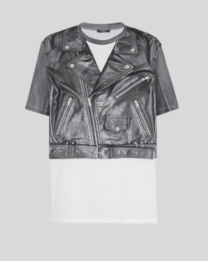 T-shirt with biker jacket print