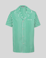 Short-sleeved striped cotton pyjama shirt