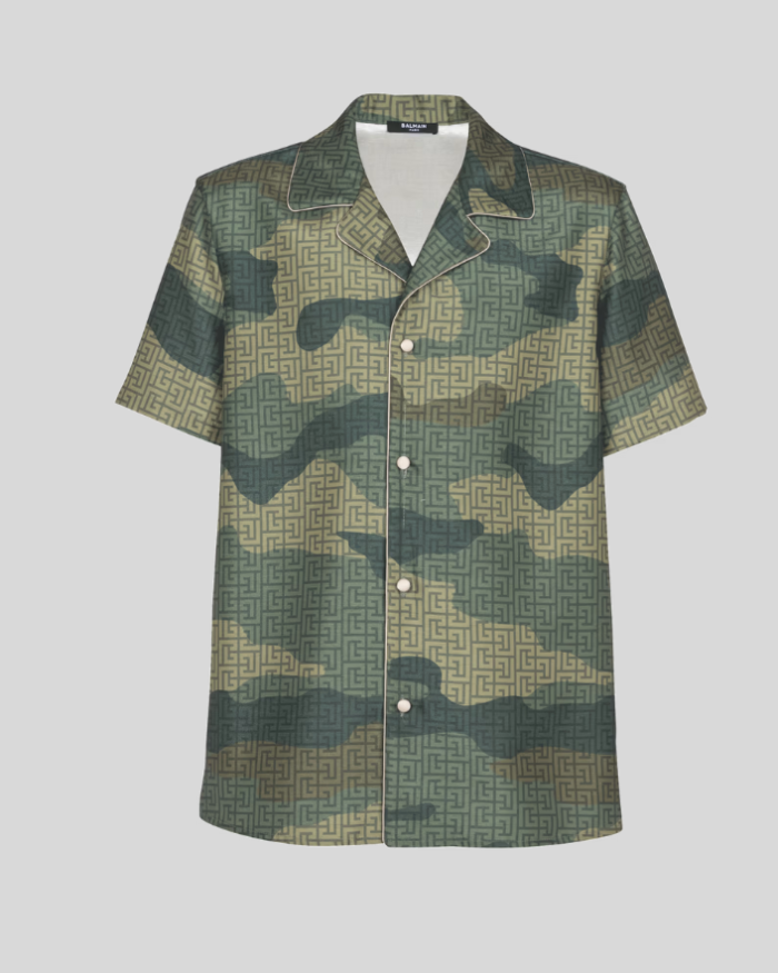 Camouflage monogrammed Shantung shirt