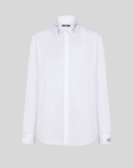 Poplin shirt with embroidered collar