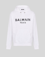 Printed White Balmain Paris hoodie