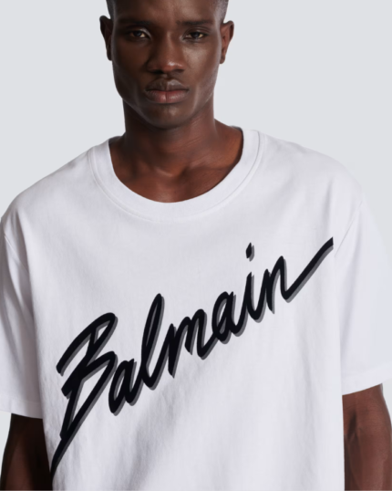 T-shirt with flocked Balmain Letter logo