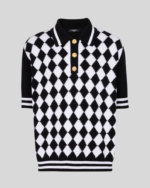 Diamond polo shirt in two-tone cotton