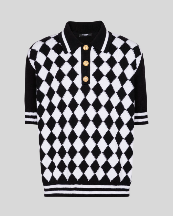 Diamond polo shirt in two-tone cotton