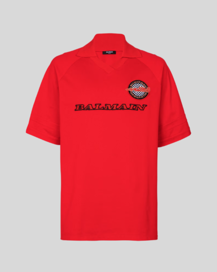 Polo shirt with Balmain Racing embroidery